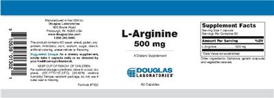 Photo of the Douglas Laboratories L-Arginine 500 mg label