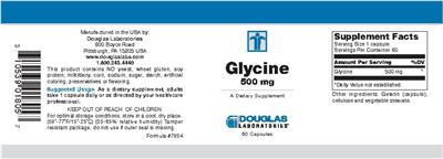 Photo of the Douglas Laboratories Glycine 500 mg label