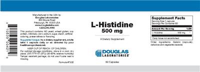 Photo of the Douglas Laboratories L-Histidine 500 mg label