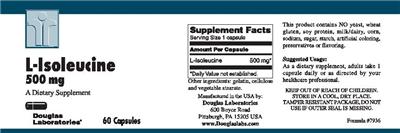 Photo of the Douglas Laboratories L-Isoleucine 500 mg label