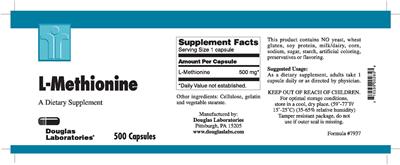 Photo of the Douglas Laboratories L-Methionine label