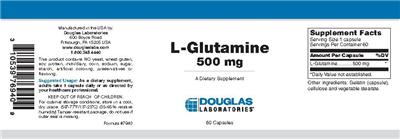 Photo of the Douglas Laboratories L-Glutamine 500 mg label