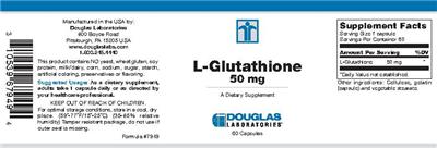 Photo of the Douglas Laboratories L-Glutathione 50 mg label