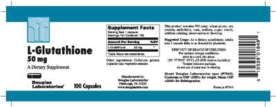 Photo of the Douglas Laboratories L-Glutathione 50 mg label