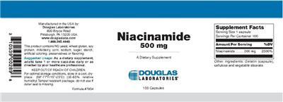 Photo of the Douglas Laboratories Niacinamide 500 mg label
