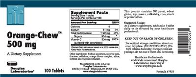 Photo of the Douglas Laboratories Orange-Chew 500 mg label
