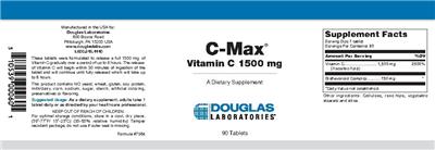 Photo of the Douglas Laboratories C-Max Vitamin C 1500 mg label