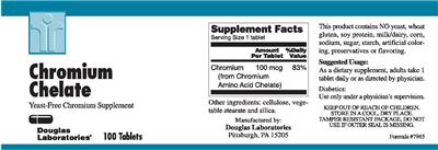 Photo of the Douglas Laboratories Chromium Chelate label