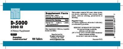 Photo of the Douglas Laboratories D-5000 5000 IU label