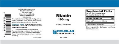 Photo of the Douglas Laboratories Niacin 100 mg label
