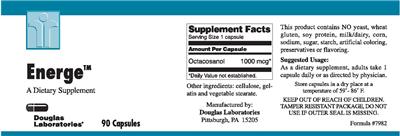 Photo of the Douglas Laboratories Energe label