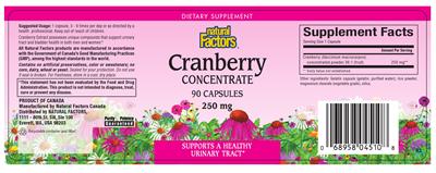 Photo of the Natural Factors Cranberry Concentrate label