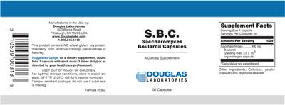 Photo of the Douglas Laboratories S.B.C. Saccharomyces Boulardii Capsules label