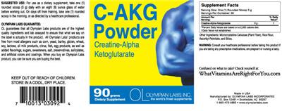 Photo of the OL Olympian Labs C-AKG Powder Creatine-Alpha Ketoglutarate label