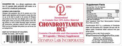 Photo of the OL Olympian Labs Chondroytamine HCL label