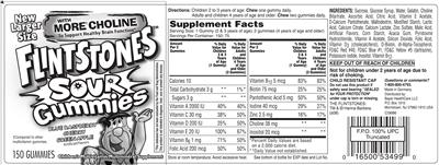 Photo of the Bayer Flintstones Sour Gummies label