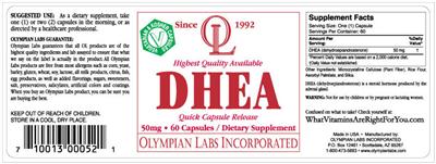 Photo of the OL Olympian Labs DHEA label