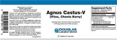 Photo of the Douglas Laboratories Agnus Castus-V (Vitex, Chaste Berry) label