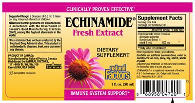 Photo of the Natural Factors Echinamide Fresh Extract label