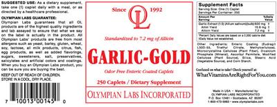 Photo of the OL Olympian Labs Garlic-Gold label