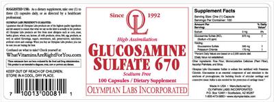 Photo of the OL Olympian Labs Glucosamine Sulfate 670 label
