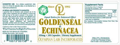 Photo of the OL Olympian Labs Goldenseal & Echinacea label