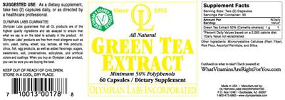Photo of the OL Olympian Labs All Natural Green Tea Extract label