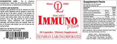 Photo of the OL Olympian Labs Immuno Plus label