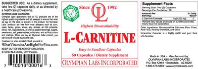 Photo of the OL Olympian Labs L-Carnitine label