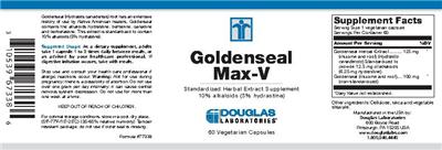 Photo of the Douglas Laboratories Goldenseal Max-V label