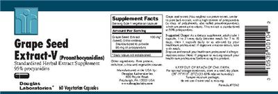 Photo of the Douglas Laboratories Grape Seed Extract-V (Proanthocyanidins) label