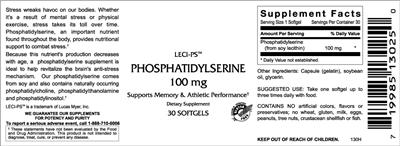 Photo of the VitaCeutical Labs Phosphatidylserine 100 mg label