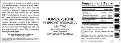 Photo of the VitaCeutical Labs Homocysteine Support Formula With TMG label