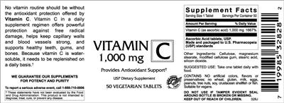 Photo of the VitaCeutical Labs Vitamin C 1,000 mg label