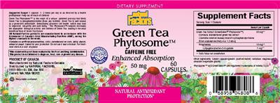Photo of the Natural Factors Green Tea Phytosome label