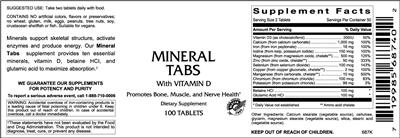Photo of the VitaCeutical Labs Mineral Tabs With Vitamin D label