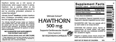 Photo of the VitaCeutical Labs Hawthorn 500 mg label