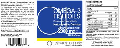 Photo of the OL Olympian Labs Omega-3 Fish Oils label