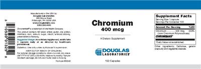 Photo of the Douglas Laboratories Chromium 400 mcg label
