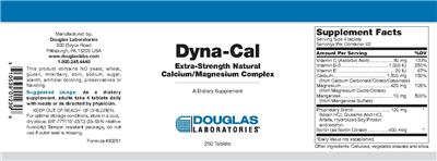 Photo of the Douglas Laboratories Dyna-Cal Extra-Strength Natural Calcium/Magnesium Complex label