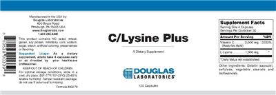 Photo of the Douglas Laboratories C/Lysine Plus label