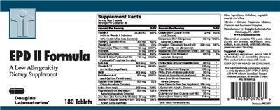 Photo of the Douglas Laboratories EPD II Formula label