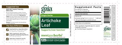 Product label for Artichoke Leaf