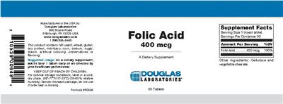 Photo of the Douglas Laboratories Folic Acid 400 mcg label