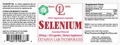 Photo of the OL Olympian Labs Selenium label