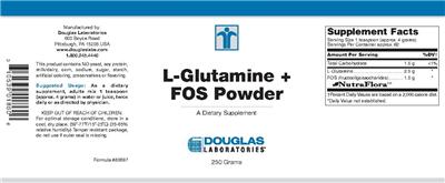 Photo of the Douglas Laboratories L-Glutamine + FOS Powder label