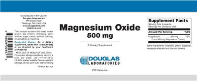Photo of the Douglas Laboratories Magnesium Oxide 500 mg label