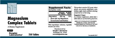 Photo of the Douglas Laboratories Magnesium Complex Tablets label