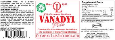 Photo of the OL Olympian Labs Vanadyl Plus label