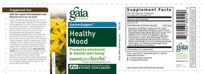 Photo of the Gaia Herbs SystemSupport Healthy Mood label